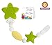3-Pacifier Clip Teether Toy - Baby Girl or Boy Star Beaded Silicone Teething Toy and Pacifier Clip - Lavender Purple White Color - Greeting Card Included for Baby Gifts