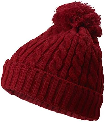 CUFUN - Women Cable Knitted Beanie Ladies Winter Wooly Warm Bobble Hat with Cosy Plush Liner Chunky Pom Pom Beanies for Indoor and Outdoor Sports