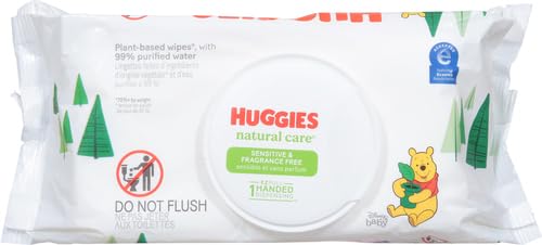 BABY WIPES, HUGGIES NATURAL CARE SENSITIVE BABY DIAPER WIPES, UNSCENTED, HYPOALLERGENIC, 1 FLIP-TOP PACKS (56 WIPES TOTAL)