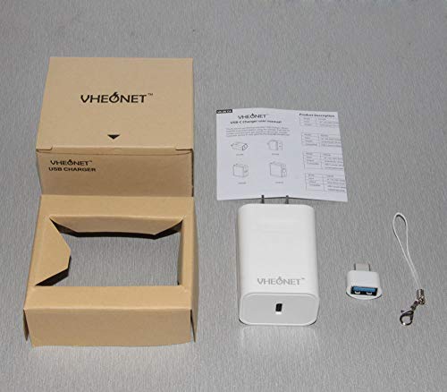VHEONET USB C Charger 18W PD3.0 Type C Mini Wall Charger Power Delivery for iPhone 11 Pro Max Xs Max XR X 8 Plus, AirPods Pro, iPad Pro,Samsung Galaxy S10+S9+,Google Pixel 3a XL(USB A Included)