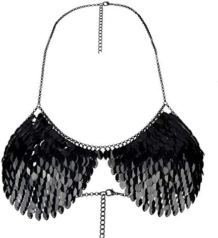 Holylove 2 Colors Statement Body Chain Sequin Bikini Style for Women Novelty Jewellery Costume Clothing Accessories for Beachwear Dance Party Clubwear - 1 Pc with Gift Box