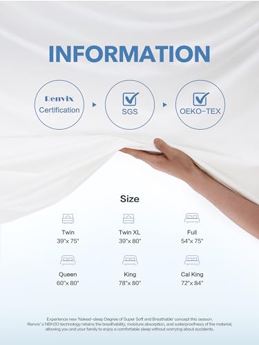 100% Waterproof Mattress Protector King Size, Premium Viscose from Bamboo Mattress Pad Ultra Soft Breathable, Noiseless Mattress Cover Fitted 8"-21" Deep Pocket