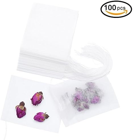 Disposable Tea Filter Bags Empty Cotton Drawstring Seal Filter Tea Bags for Loose Leaf Teal(6.3 x 4.7 inch) (100 pcs)
