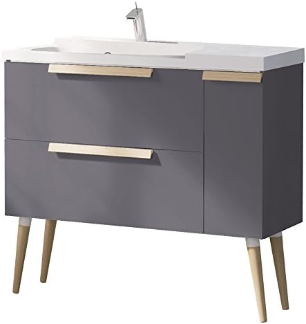 Randalco 40" Nordic Modern Bathroom Vanity Cabinet Set | Dark Grey | 40 x 24 x 18 Inch Vanity Cabinet + Resin Top Sink