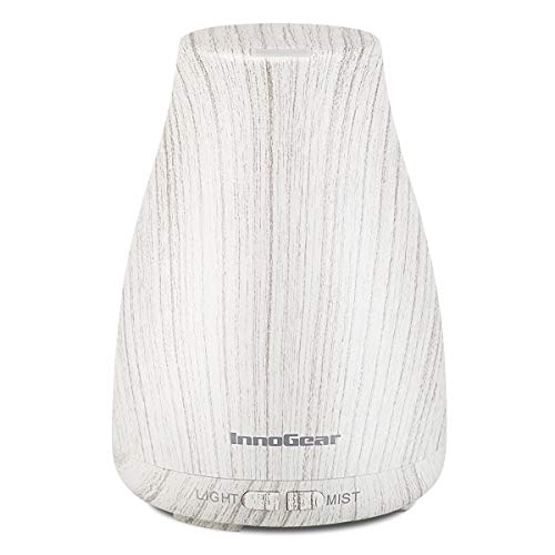 InnoGear Upgraded Version Aromatherapy Essential Oil Diffuser Ultrasonic Diffusers Cool Mist Humidifier with 7 Colors LED Lights and Waterless Auto Shut-off for Home Office Bedroom Room (Grey)