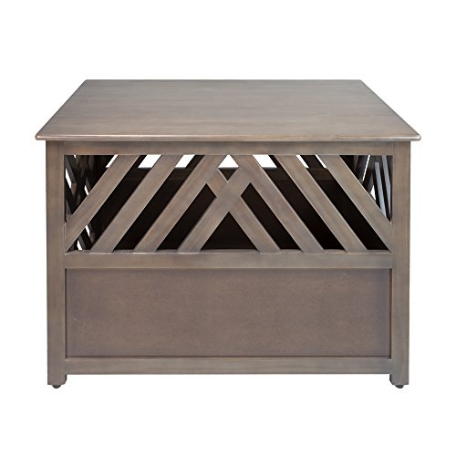 Casual Home Wooden Lattice Pet Crate, End Table, Taupe Gray Pricepulse