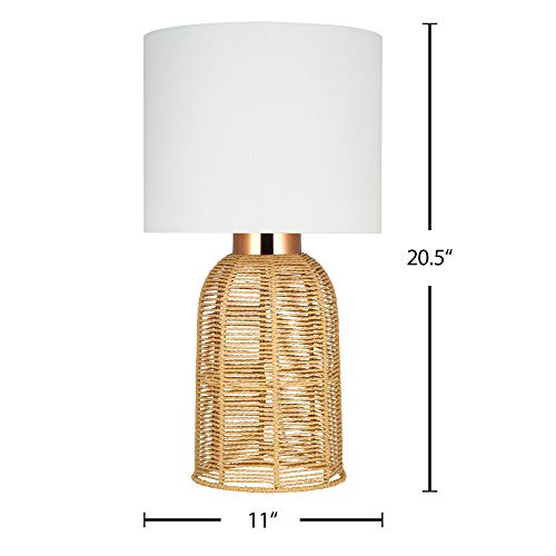 Amazon Brand – Stone & Beam Contemporary Rattan Table Lamp, LED Bulb Included, 22"H, Natural Tan