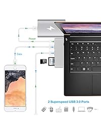 USB C Hub Multiport Type C Adaptador 2 puertos USB 3.0, tipo C Carga, lector de tarjetas SD   Micro SD, adaptador de concentrador USB C Hub para MacBook Pro 2018 2017 2016.