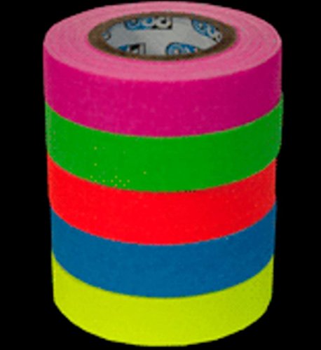 Blacklight Party Tape that Glows in the Dark under Blacklight - Neon Flourscent Tape with 5 Colors - Each Roll 1/2 inch x 18 feet