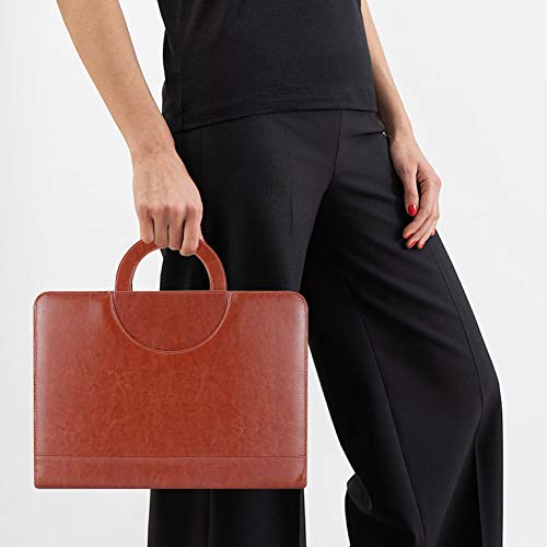 Darolin Zippered Leather Padfolio Portfolio Case with [Hidden Handle