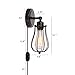Kingmi Wire Cage Plug-in Wall Light Industrial Wall Sconce Shade Vintage Style Edison E26 Base with Dmmer Switch for Headboard Bedroom Garage Porch Light 2 Packs(HARDWIRE)