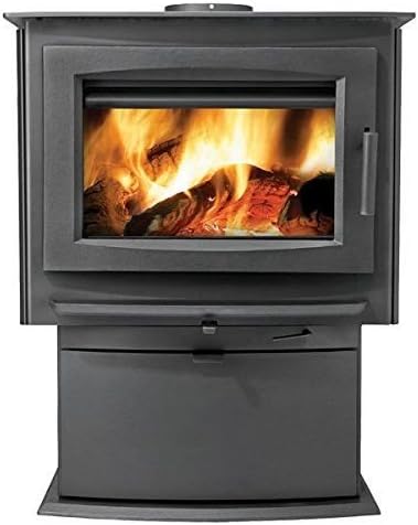 Large Wood Stove Conjunction with Pedestal - Metallic Charcoal