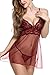 Avidlove Mesh Lingerie Nightwear Lace Chemise Babydoll Sexy Negligee Wine Red XX-Large