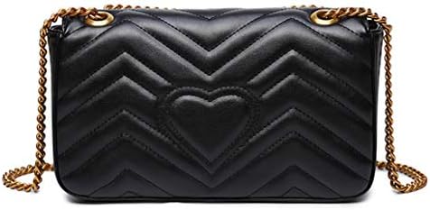 Quilted Purse Gold Metal Letters Shoulder Bag Leather Crossbody Lattice Handbag for Women &Girls Fashion