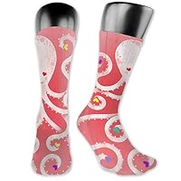 BRECKSUCH Octopus and Love Heart Unisex Compression Socks Sports 3D Printed Stocking Running&Fitness Thich-high Long Length Socks