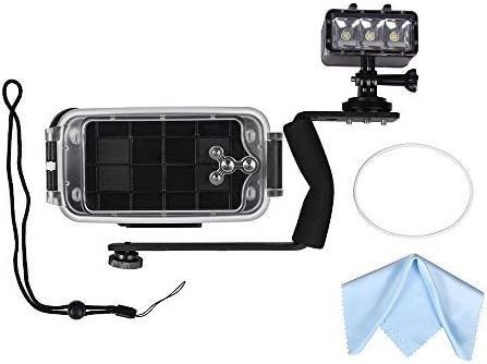 Foxpic Underwater Photo Video Waterproof Housing Case Kit for iPhone 6 plus / 6s plus, +Waterproof Diving Swimming Protective Case, Bracket for Waterproof Dimmable LED Video POV Flash Fill Night Light