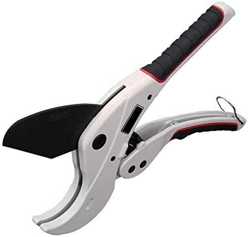 DUEBEL PVC Pipe Cutter, Ratcheting Hose Tube Cutter CPVC Tubing Cutting Tool for PE PEX O.D. PPR up to 64 mm Poly Vinyl Plastic Pipe Cutter