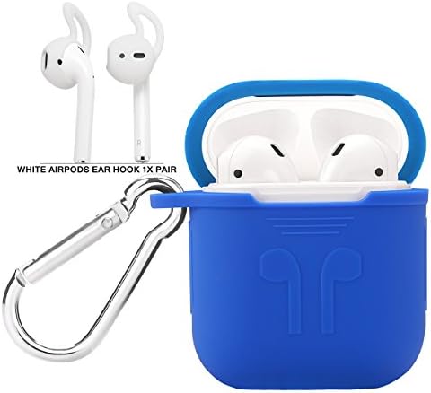 AirPods Case, Airpods Ear Hook, AirPods Silicone Protective Case with AirPods Hooks For Apple AirPods Charging Case Cover, Airpods Shock Proof Protective Cover Blue