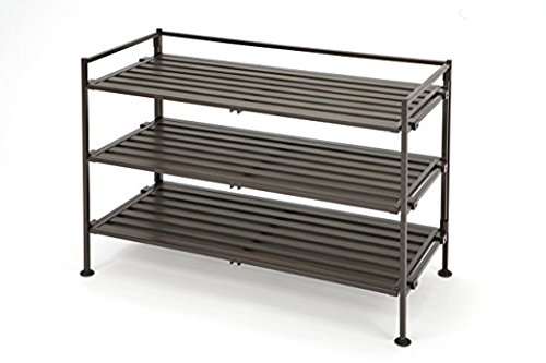 Seville Classics 3-Tier Resin Slat Utility Shoe Rack, 
