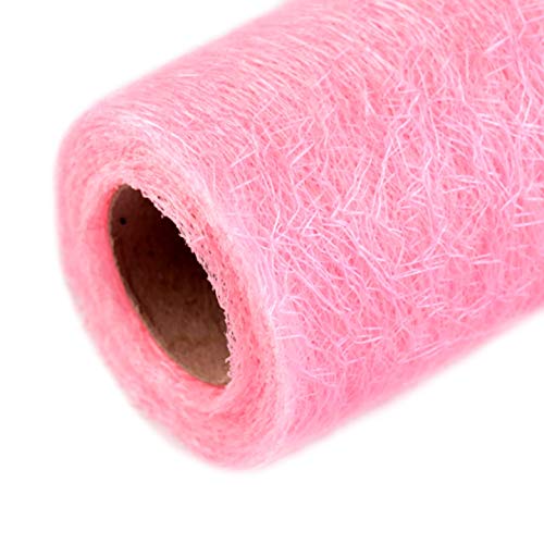 Schnoschi Decorative Fabric Roll 9m x 30cm Table Runner, Net Pattern, Pink, 100% Polyester