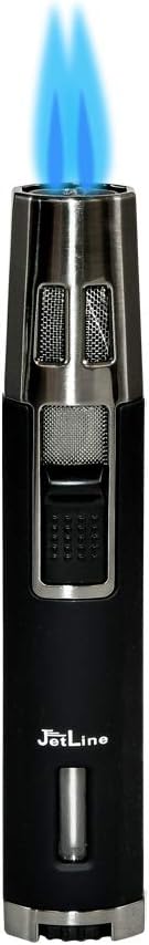 New Sleek Pen Duel Flame Double Torch by Jetline (Black)