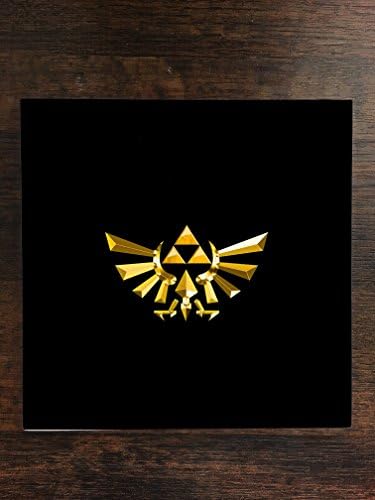 Legend of Zelda Triforce Symbol Print One Piece Premium Ceramic Tile Coaster 4.25"x4.25" Square Drink Protection for Coffee Tables by LE Prints