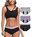 Intimate Portal Women Period Panties Underwear Leak Proof Menstrual Pants 3 Pack Black Gray Purple M