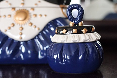 David's Cookies Handbag Ceramic Cookie Jar and Candy Jar - Decorative Containers for Snacks and Treats - Hand-Painted Hostess Gift - Navy