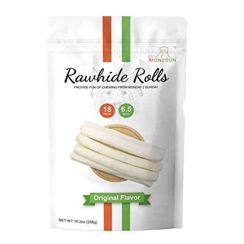 MON2SUN Dog Rawhide Rolls Twist Sticks 66.5 Inch Natural Dog Treat Dog