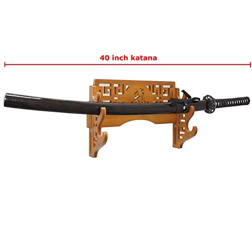 FOXSMZZ Bamboo Sword Holder Wall Mount Katana Stand Japanese Samurai Sword Display Rack Hanger 2-Tier