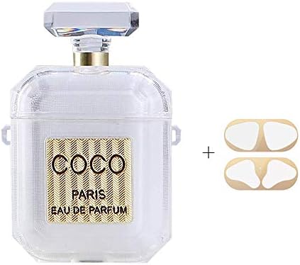 Wcysin Airpods case for Women Perfume Bottle Design Case Skin Shockproof Cover for Airpods with Dust Guard for Airpods Accessory (Clear)
