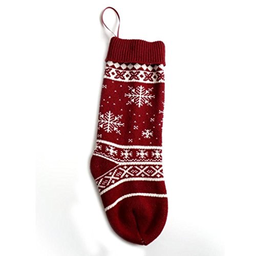 Solucky 18'' Christmas Knit Stockings With Snowflake and Christmas Tree Pattern, Set of 2