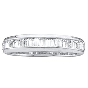 0.13 Carat (ctw) 14K Gold Baguette Cut White Diamond Ladies Anniversary Wedding Band Stackable Ring
