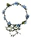 Floral Fall Beach Flower Crown Hair Wearth Headbands with Lovely Tail F-02 Blue