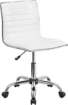 Flash Furniture Mid-Back Armless Ribbed Designer Task Chair, White