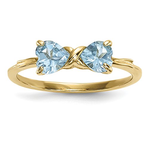 14k Yellow Gold Swiss Blue Topaz Bow Band Ring Size 7.00 Birthstone December Fine Jewelry For Women Gifts For Her