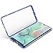 Huawei P30 Plus Case, ZHIKE Magnetic Metal Frame Front and Back Tempered Glass Full Screen Coverage One-Piece Design Flip Cover [Support Wireless Charging](Clear Blue)