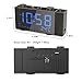 Moskee Projection Alarm Clock Digital Black Dual Alarm Clocks for Bedroom with FM Radio Indoor Thermometer LED Display Classic Style