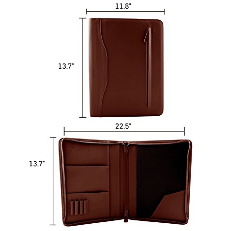 Professional Leather Padfolios | Business Portfolio Document Organizer & Holder | Padfolio Case for Notepads, Pens, Phone, Documents, & Business Cards | Stylish Brown Portfolios Folders