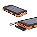 IVSO 11000mAh Solar Charger- Portable Solar Power Bank / Backup External Battery Pack with 2 USB Port +2 LED Light + Carabineer + Compass for Cellphone, Tablet, Camera at Emergency Outdoors (Orange)