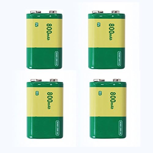 IORMAN 4-Pack Universal 9V 800mAh Rechargeable Lithium Battery