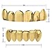 TSANLY Gold Grillz 6 Teeth Mouth 24K Plated Gold Top & Bottom Grills Caps Set for Son + Extra Molding Bars + Microfiber Cloth