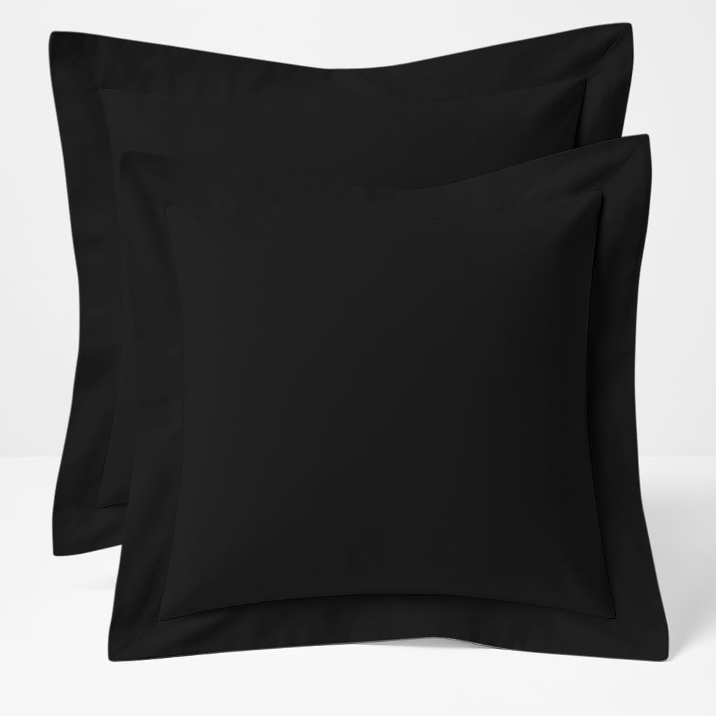 Comfort Beddings Premium Quality Pillowcases 100% Cotton Blend Square Pillow Cases Pack Of 2 - Black (Continental/Square Size 60 x 60 CM) — image 1