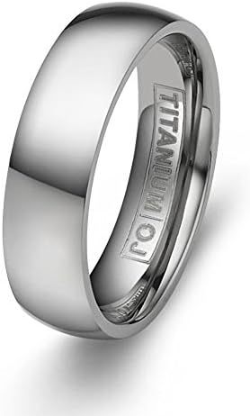 4mm Titanium Ring for Women Domed Classic Band Polish Finish Comfort Fit SZ 5-10 Free Engraving Service