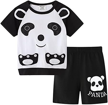 Mammybaby Little Girls Panda Short Sleeved Pajamas Set Cotton 7-8Y