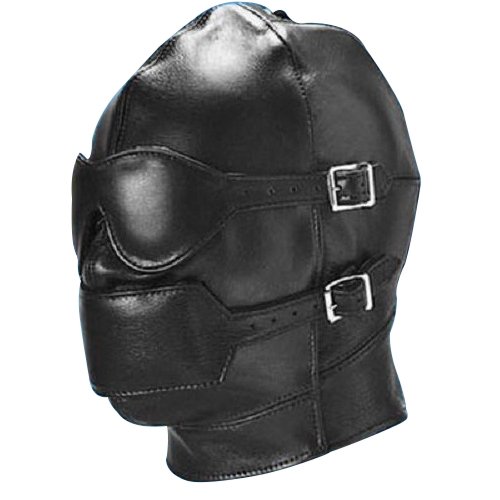 The Bondage Locker Bondage Hood with Removable Gag & Blindfold, Black