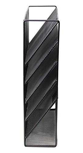 Executive Office Solutions Mesh Wall Mounted Hanging Document & File Organizer - 5 Compartment Vertical Magazine Rack & Mail Sorter/Holder Tray - Black (WF-1)