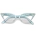 zeroUV Blue Light Blocking Vintage Cat Eye Glasses for Women UV400 Embellished with Rhinestones, 50s Rockabilly Accessories 51mm (Mint/Clear)