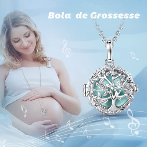 AEONSLOVE Pregnancy Bola Necklace with Sweet Melody Tree of Life Pendant Musical Bell for Pregnant Women, 2 Chains