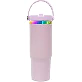 Metalya 30 oz Tumbler with Handle and Straw, Vacuum Insulated Tumblers with Flip Straw and Top Handle, Leakproof Powder Coated Tumbler, Stainless Steel Travel Mug for Coffee Water (Purple)